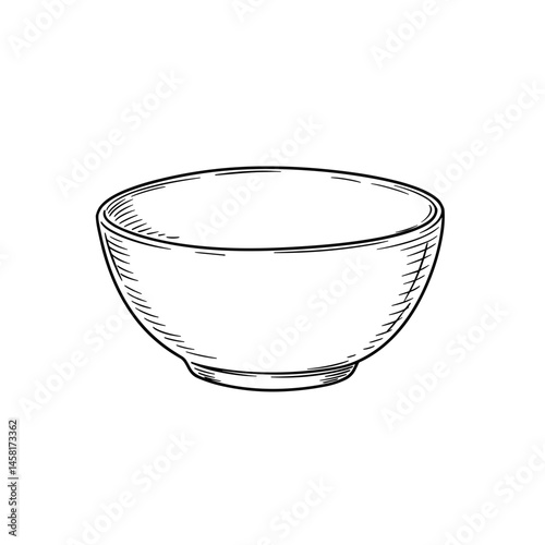 Bowl, black line art illustration on transparent background for logo design, packaging, tattoos, and minimalist decor