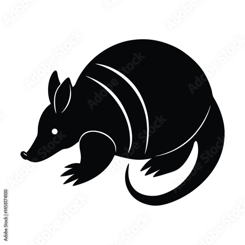 Armadillo Rolling Ball Vector Silhouette