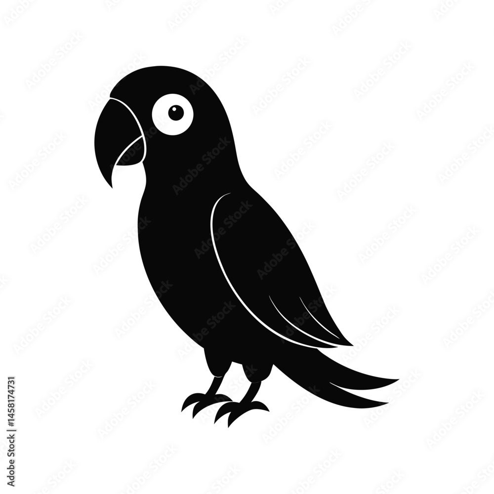Fototapeta premium Parrot silhouette vector illustration. tropical bird, flying parrot, jungle animal, wildlife symbol, nature element