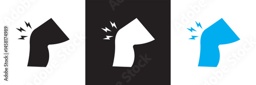 Knee pain icon. Vector for websites, mobile interfaces, presentations, banner, visual branding etc. Vector illustration. isolated on white and black background. EPS 10