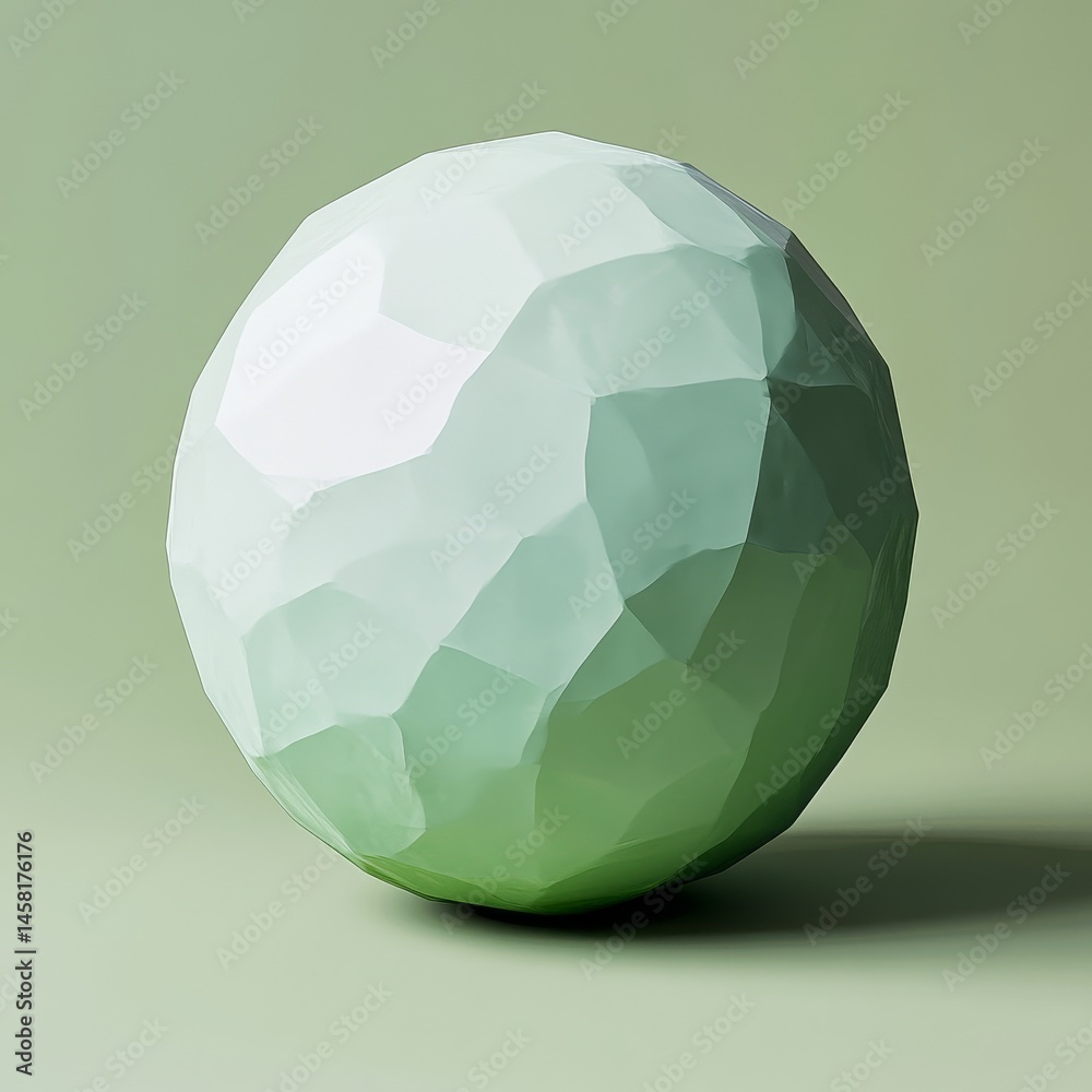 Isometric Low-Poly Mint Green Globe with Soft Lighting Isometric Low-Poly Mint Green Globe with Soft Lighting