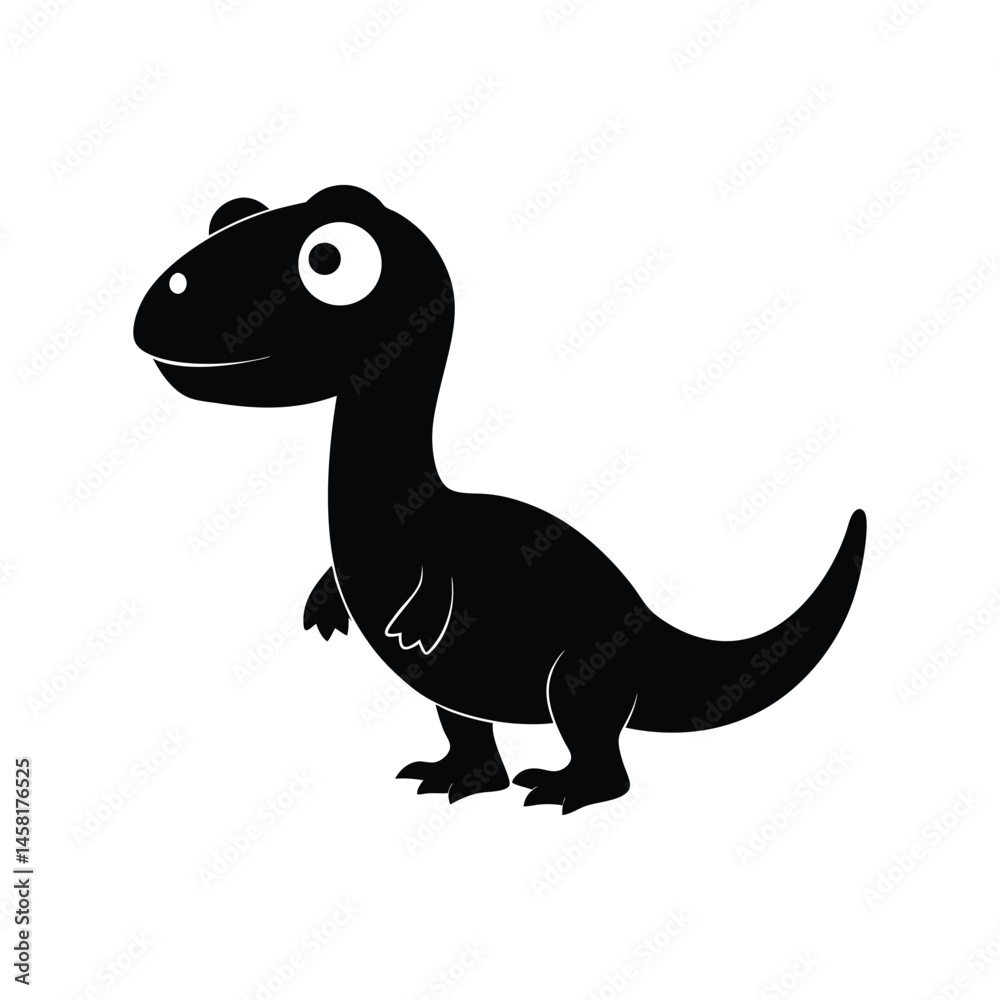 Fototapeta premium Dino silhouette vector illustration. prehistoric creature design, dinosaur icon, ancient animal figure, extinct species