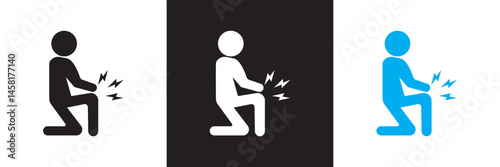 Knee pain icon. Vector for websites, mobile interfaces, presentations, banner, visual branding etc. Vector illustration. isolated on white and black background. EPS 10