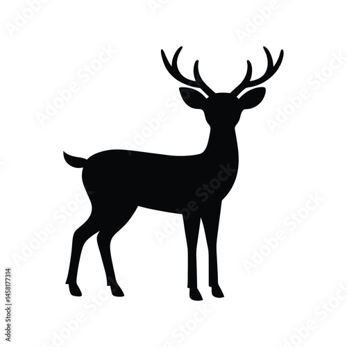 Deer silhouette vector illustration. woodland animal design, wild deer icon, nature symbol, forest creature figure