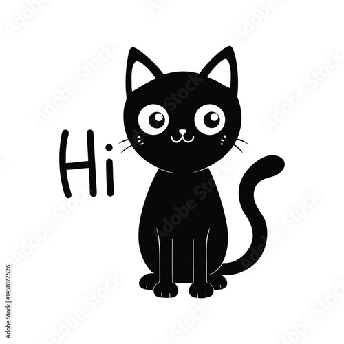 Cat silhouette vector illustration. black feline icon, pet animal, domestic kitty graphic, minimalist design element