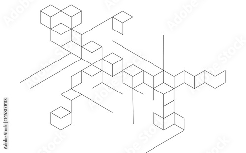 Vector illustration of abstract geometric background with isometric shape blocks
