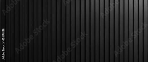 Dark Anthracite Wood Acoustic Panel Background – Seamless Vertical Wall Texture Panorama