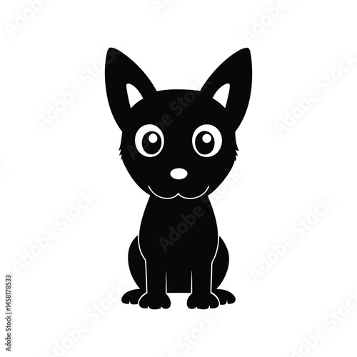Cute puppy silhouette vector illustration. playful dog, pet animal icon