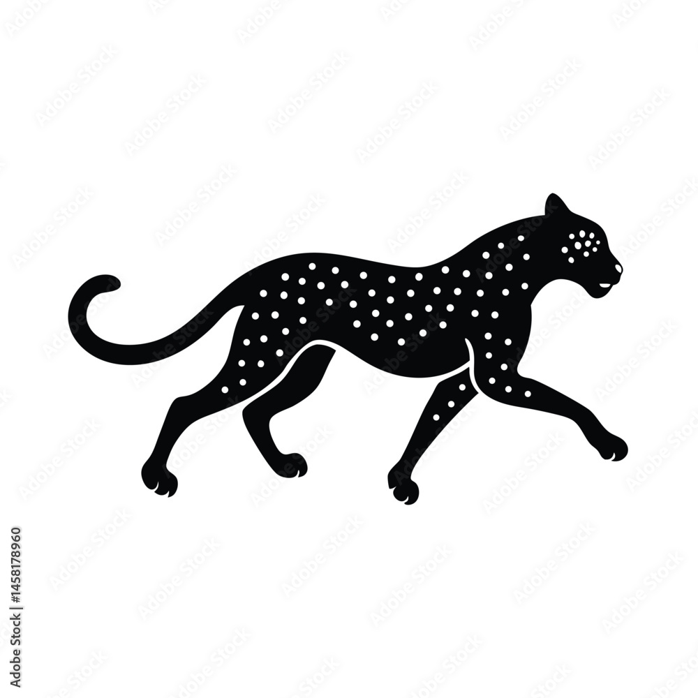 Cheetah Running Body Stretched Vector Silhouette Cheetah Running Body Stretched Vector Silhouette