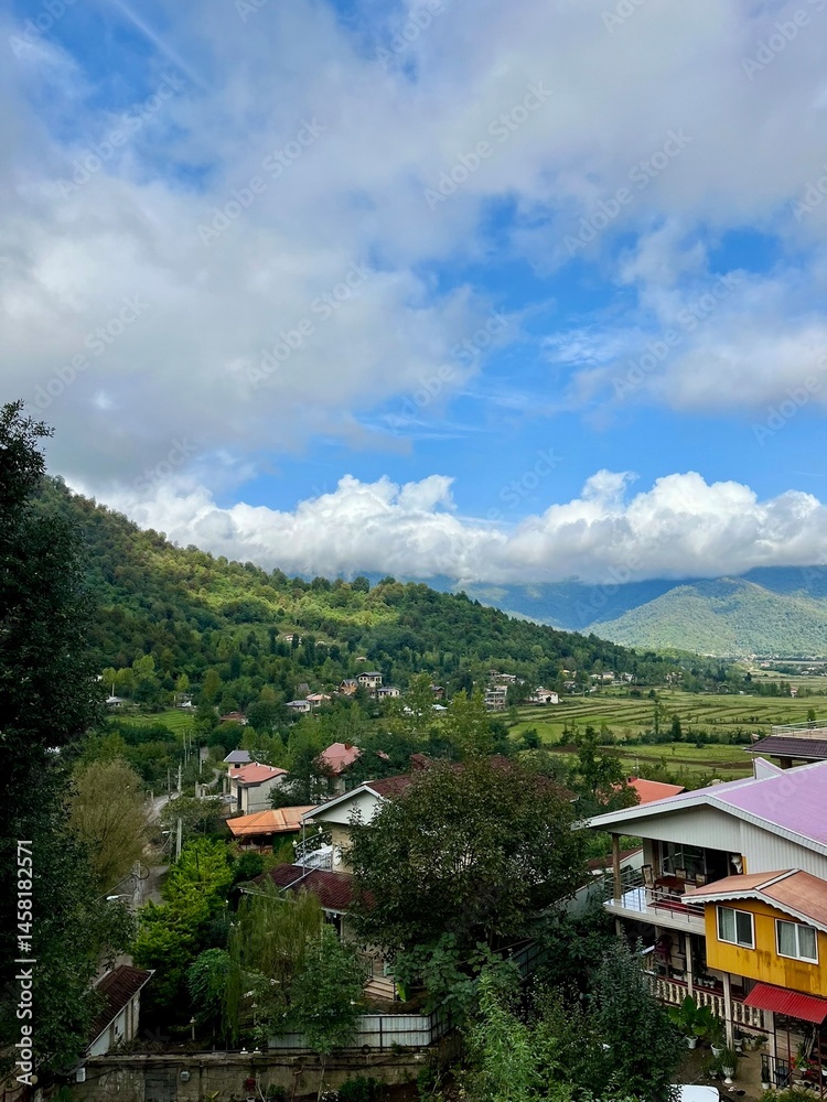 Naklejka premium village in the mountains, north of iran