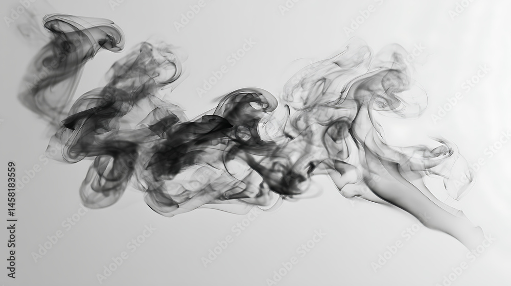 Fototapeta premium Smoke in monochrome on a plain background