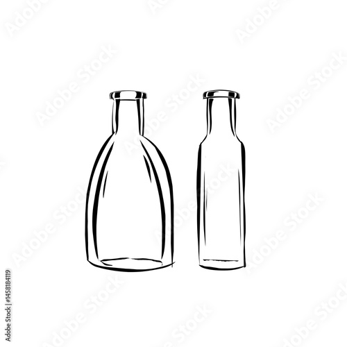 Hand drawing  bottle of wine vector