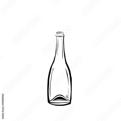 Hand drawing empty wine bottle