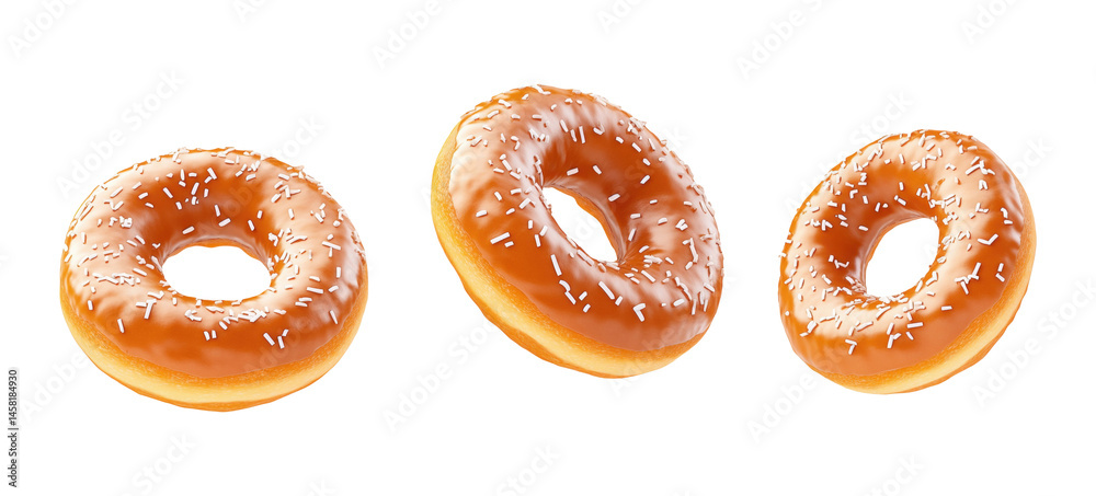 Three donuts isolated on transparent background Three donuts isolated on transparent background