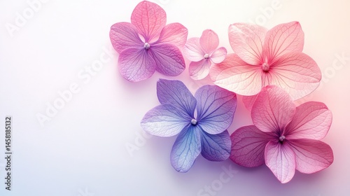 Delicate, pastel-toned flowers arranged in a soft, light composition.