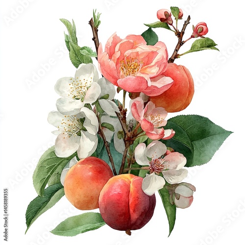 small tree with big red apples on white background