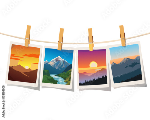 photo frames on the clothesline