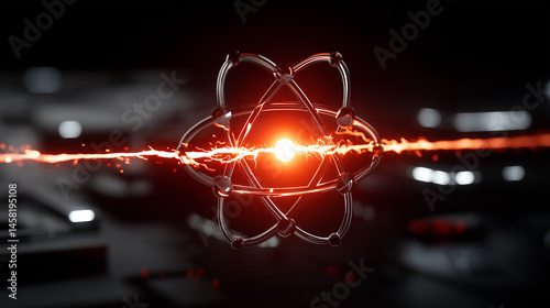 Atomic Fusion: A luminous atom core with an intricate molecular structure, exuding a mesmerizing energy. This image embodies the essence of scientific innovation and discovery.