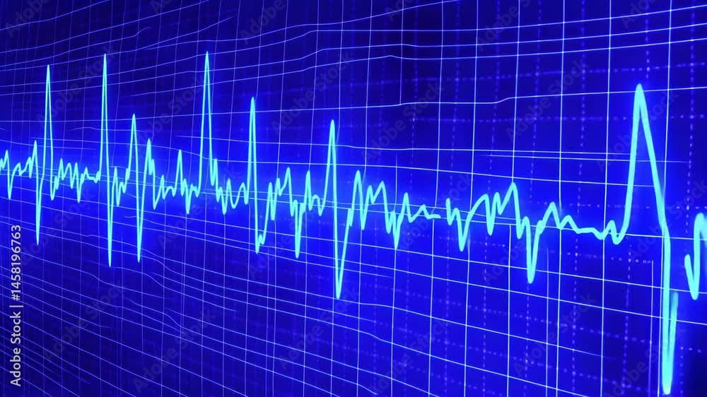 Blue Digital Waveform on Dark Background Representing Sound or Data Blue Digital Waveform on Dark Background Representing Sound or Data