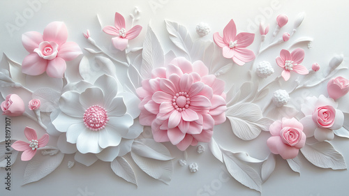 3Dのピンクと白の花びら