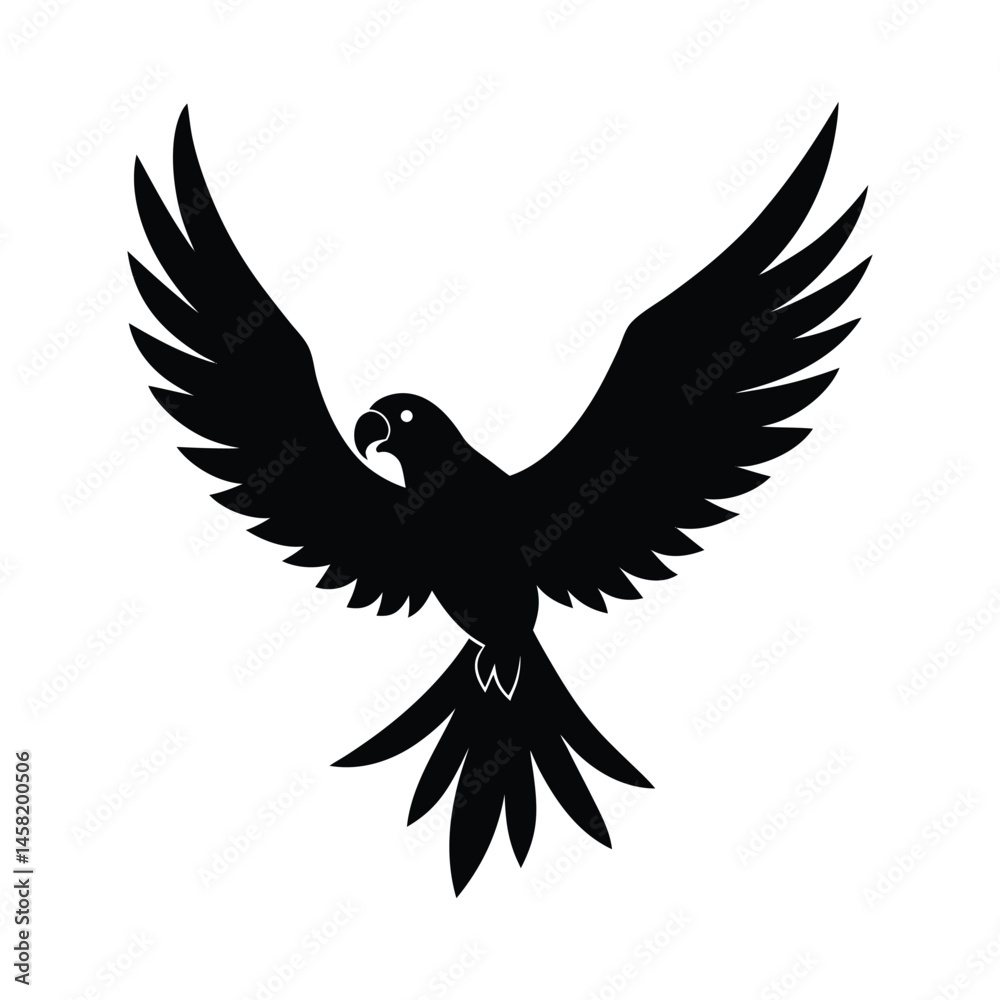 Obraz premium Parrot Flying Wings Open Vector Silhouette