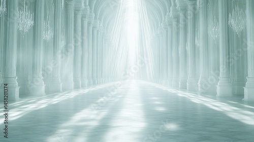 Ethereal light hallway abstract architectural background