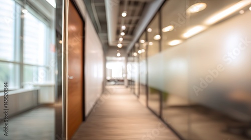 Dynamic office corridor action shot modern workspace blurred background professional environment