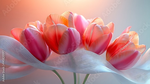 Stunning close-up of delicate tulip petals with vibrant colors and soft background high resolution photo