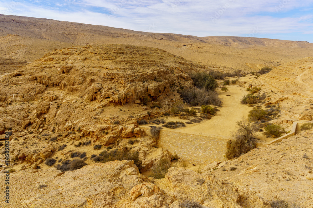 Mamshit Stream with ancient dams, Negev Desert
