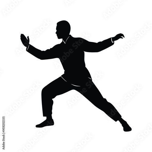 Person Practicing Tai Chi Vector Silhouette