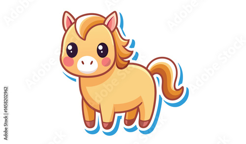 Cute cartoon pony horse illustration for kids