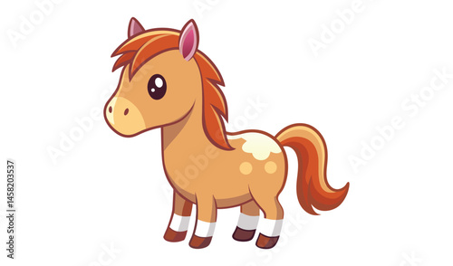 Adorable cartoon brown pony illustration