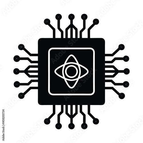 Quantum Computer Chip Vector Silhouette