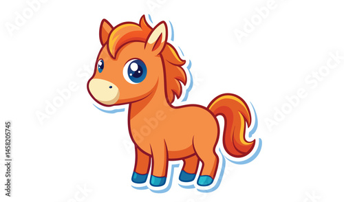 Cute cartoon fox vector illustration of a red mammal with a fluffy tail