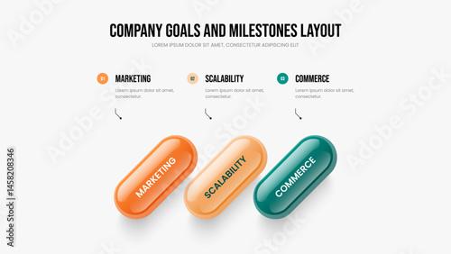 Financial Growth 3 Step Infographic Slide Design. Service Portfolio Three Option Diagram Presentation Template. Product Analysis Slideshow Layout Vector Illustration.