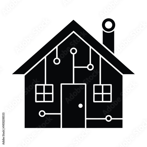 Smart Home Structure Vector Silhouette