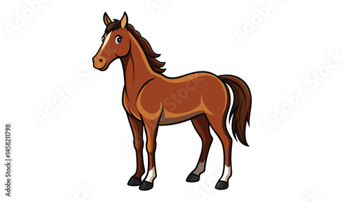 Cute brown cartoon horse illustration