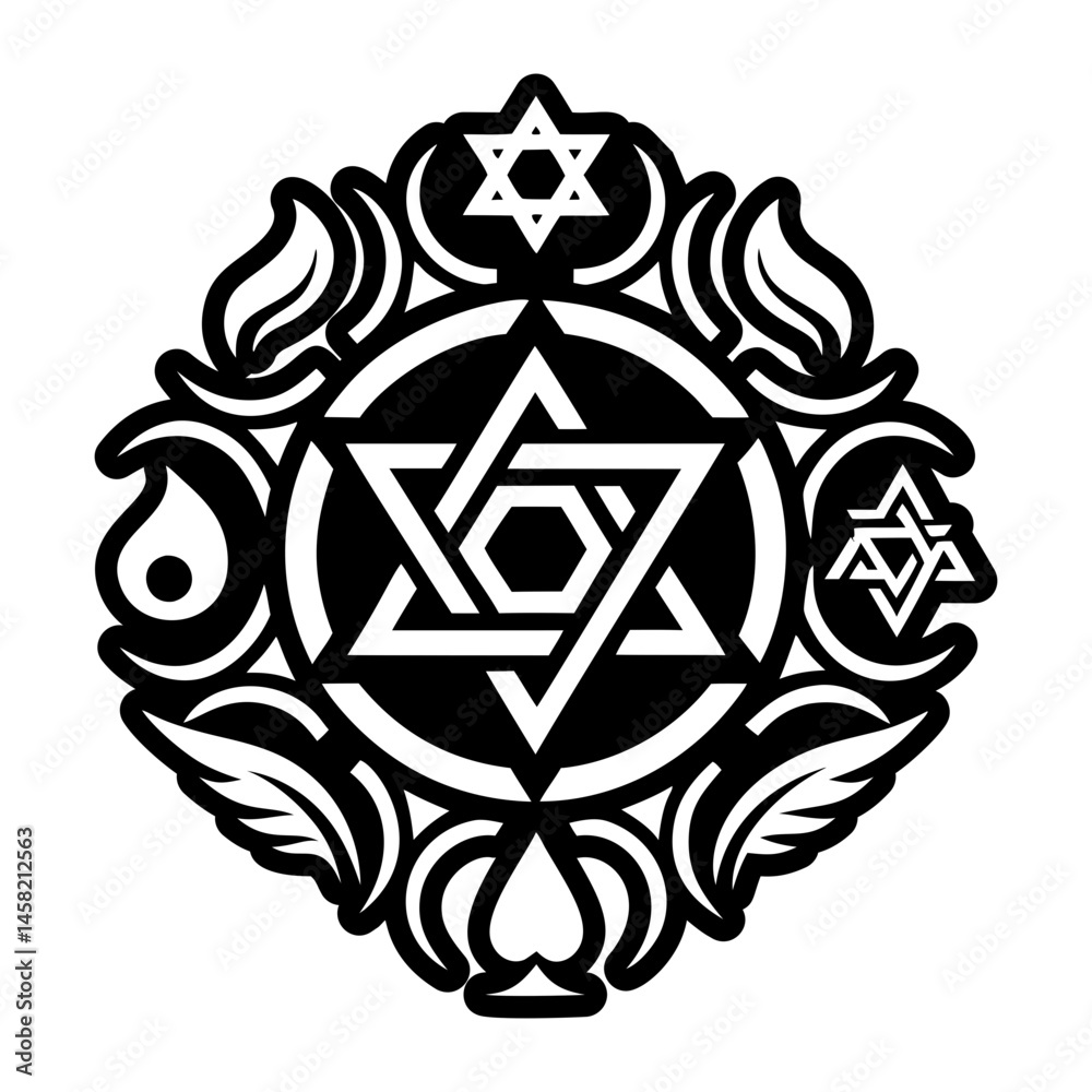 Fototapeta premium Solid icon depicting jewish faith symbol
