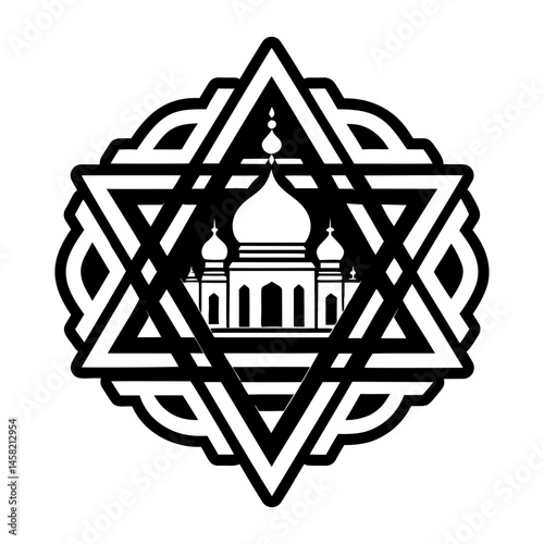A glyph style icon showing landmark