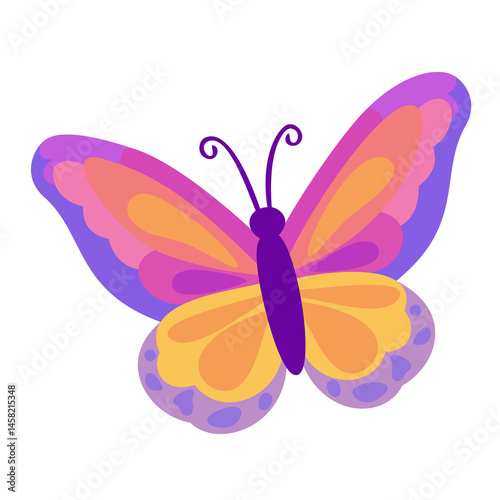 鮮やかな色彩の蝶々のイラスト素材
