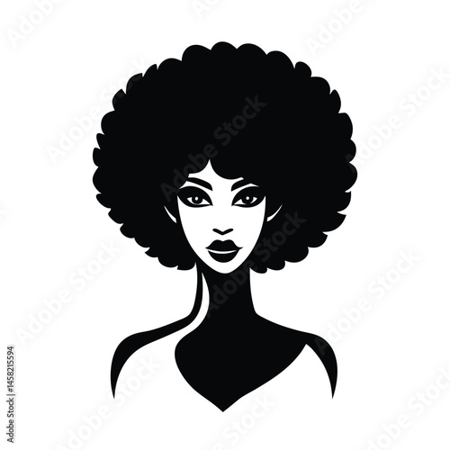 Woman Afro Hairstyle Vector Silhouette