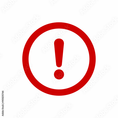 Flat red exclamation mark icon circle template