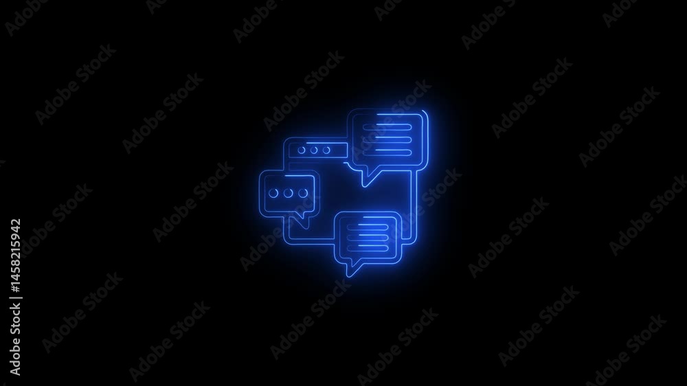Glowing neon virtual meeting icon.HD motion graphic video animation with neon effects.isolated on a black background. Glowing neon virtual meeting icon.HD motion graphic video animation with neon effects.isolated on a black background.