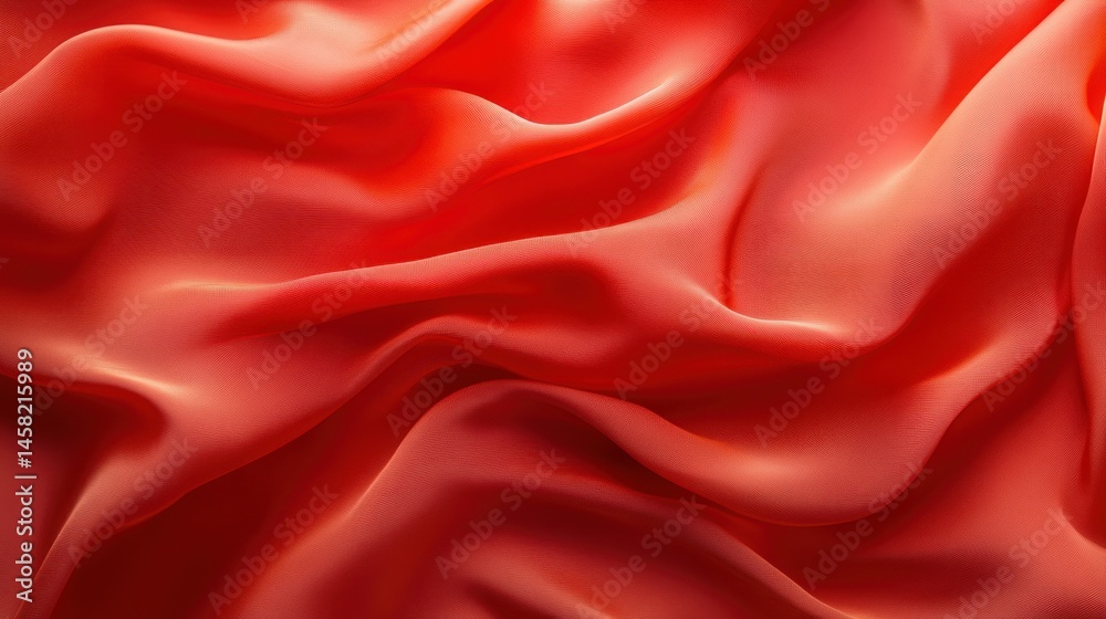 Fototapeta premium Coral-colored fabric with flowing drapes