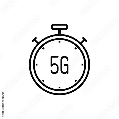 5G speed timer icon. 5G network speed indicator. Vector illustration.