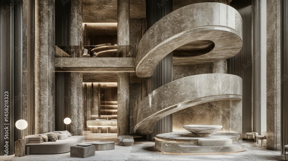 Modern architecture interior curved staircase design Modern architecture interior curved staircase design