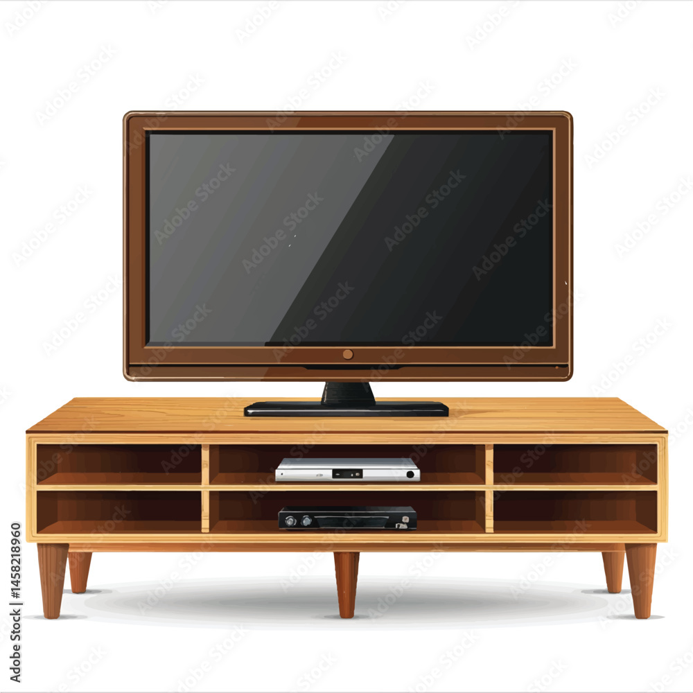 a highly detailed vector TV stand filled a highly detailed vector TV stand filled