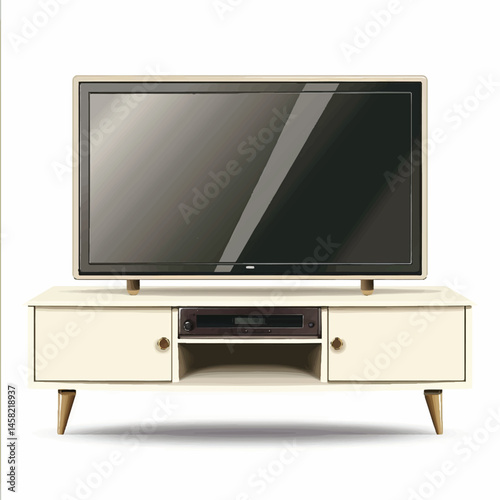 a highly detailed vector TV stand filled