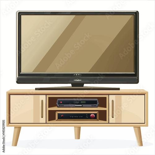 a highly detailed vector TV stand filled
