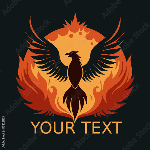 Phoenix bird logo design illustration of mythical fire bird rising from flames vector art and symbol graphic isolated on transparent background